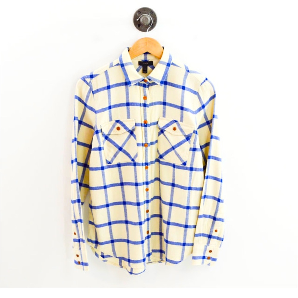 J. Crew Flannel Button Down Top size 6